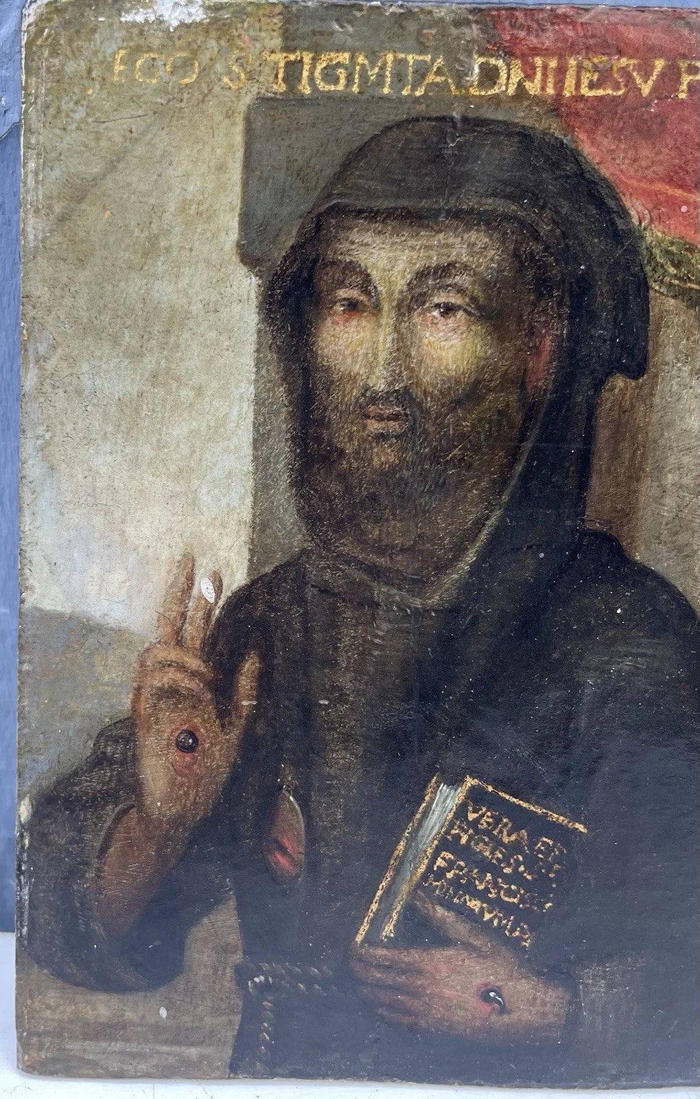 Tableau Religieux Ancien Huile Bois Portrait Saint Renaissance XVIe-XVIIe