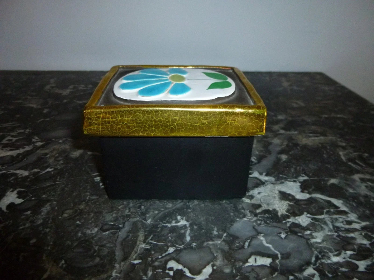 Belle boite coffret bijoux Céramique Emaillée Dorée Mithé Espelt 70 Era Lembo