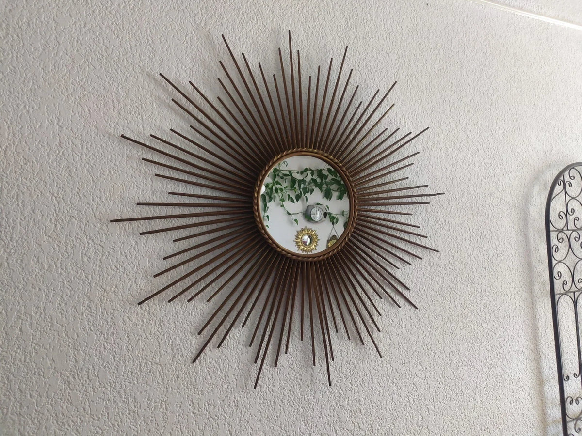 Chaty Vallauris Ancien miroir soleil SUNBURST MIRROR Design Vintage 1950-1960