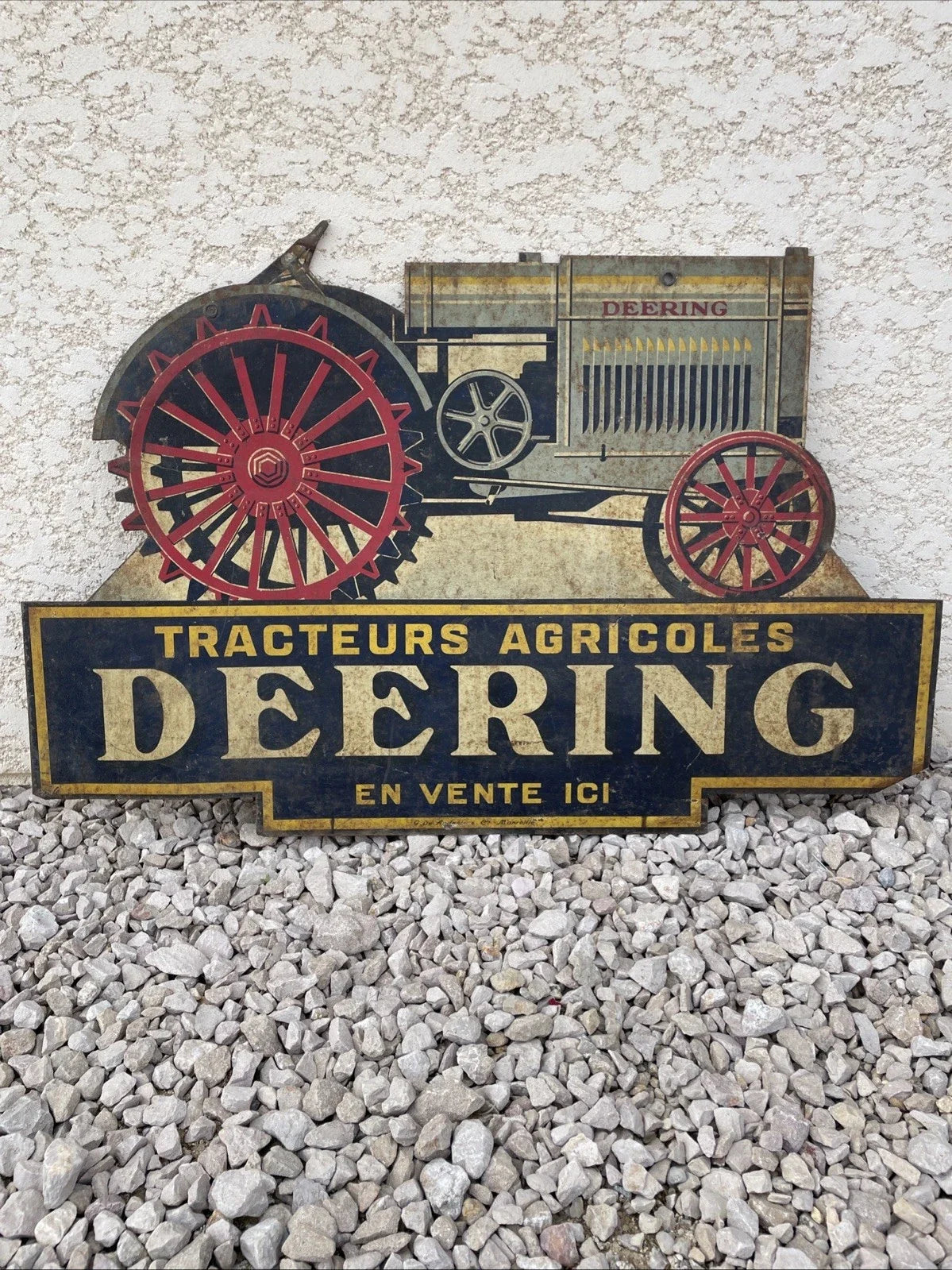 Ancienne Plaque En Tôle Tracteur Agricole DEERING Plaque Publicitaire