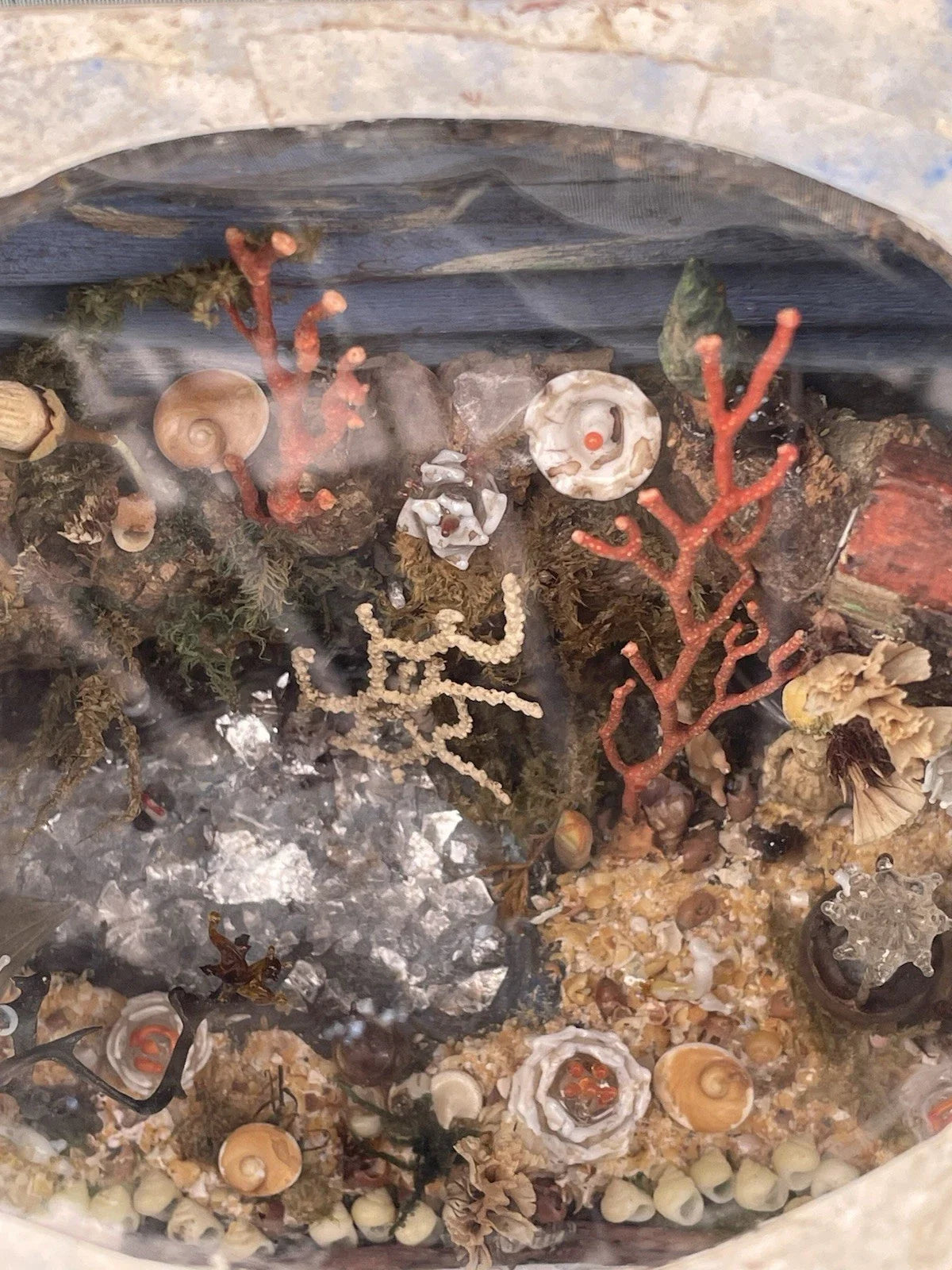 Diorama Verre filé Nevers 19è XIXè Art populaire Paysage Animaux Curiosité Rare