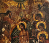Ancienne Icône Religieuse Baptême Jésus Christ Peinture Tempera Doré Crête 17ème