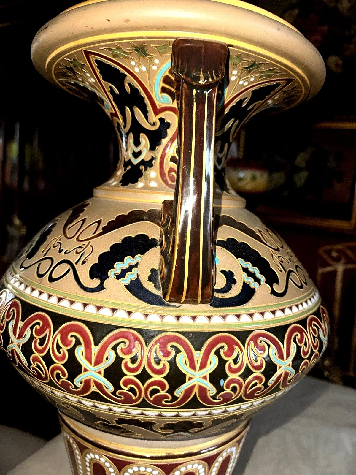 MAGNIFIQUE GRAND VASE EN GRES BYSANTIN SARREGUEMINES no 831