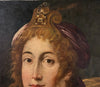 Tableau Ancien Huile Portrait Femme Reine Bijoux Renaissance Fontainebleau XVIe