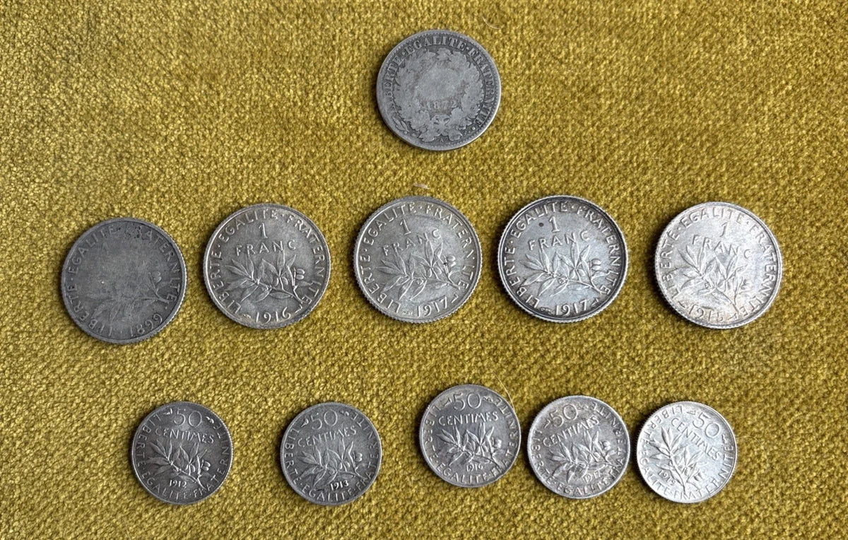 Lot 35 pièces anciennes argent ecu xix ème nap 3 louis philippe leopold hercule