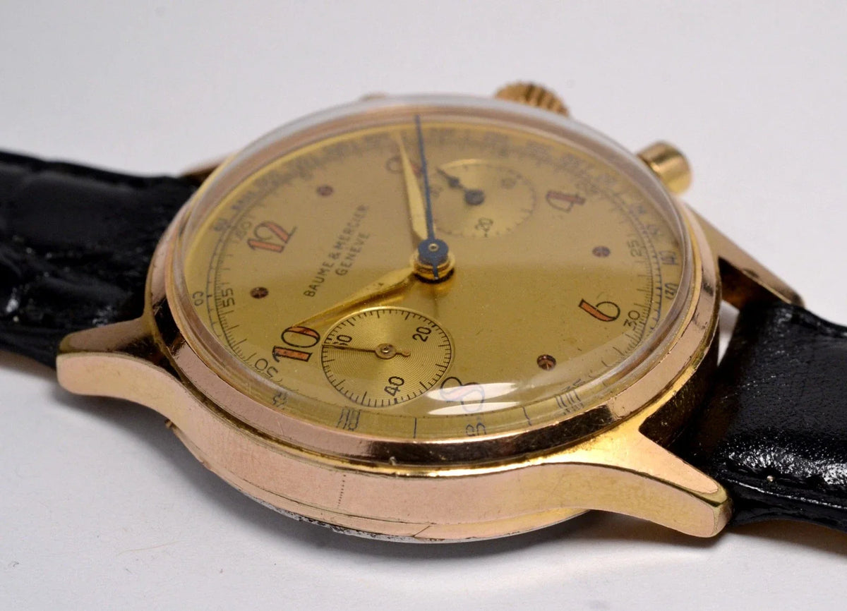 MONTRE CHRONOGRAPHE SUISSE BAUME & MERCIER GENEVE 1960 VINTAGE WATCH