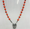 Ancien gros Chapelet en perles de corail facettées et argent massif poids 36 G