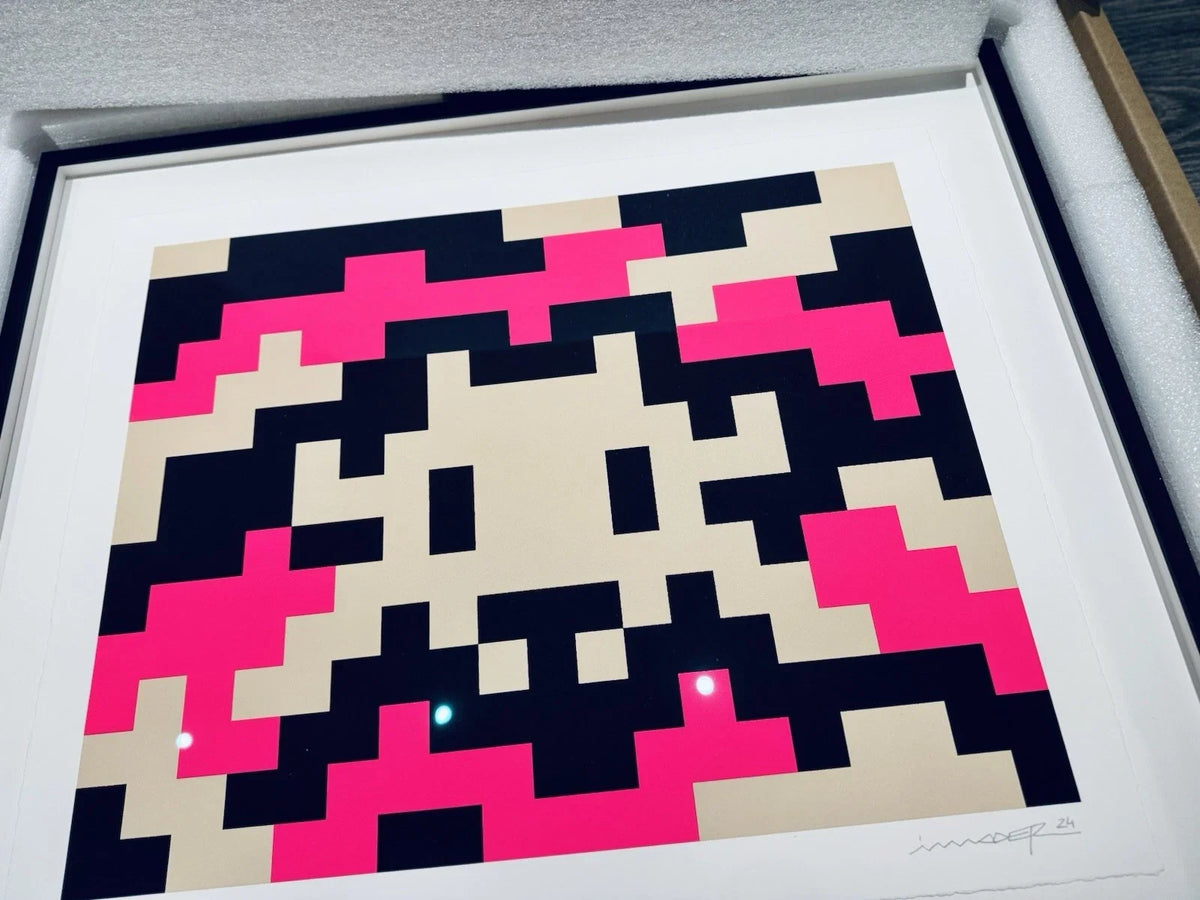Invader camo m-3c-m3 lithographie signée – édition limitée