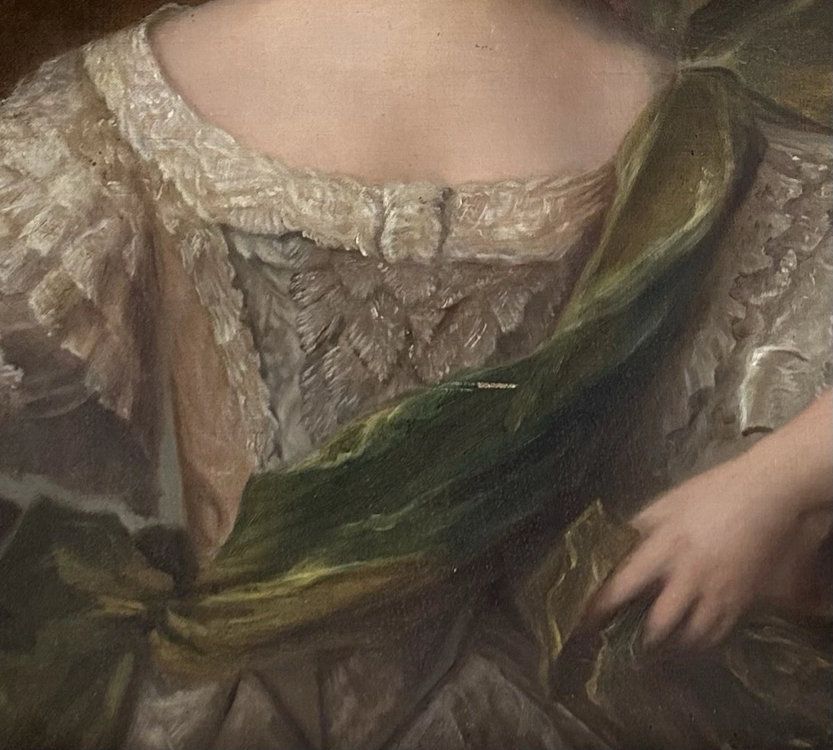 Tableau Ancien Portrait Jeune Femme Noblesse Royauté Peinture Grand Format 19ème