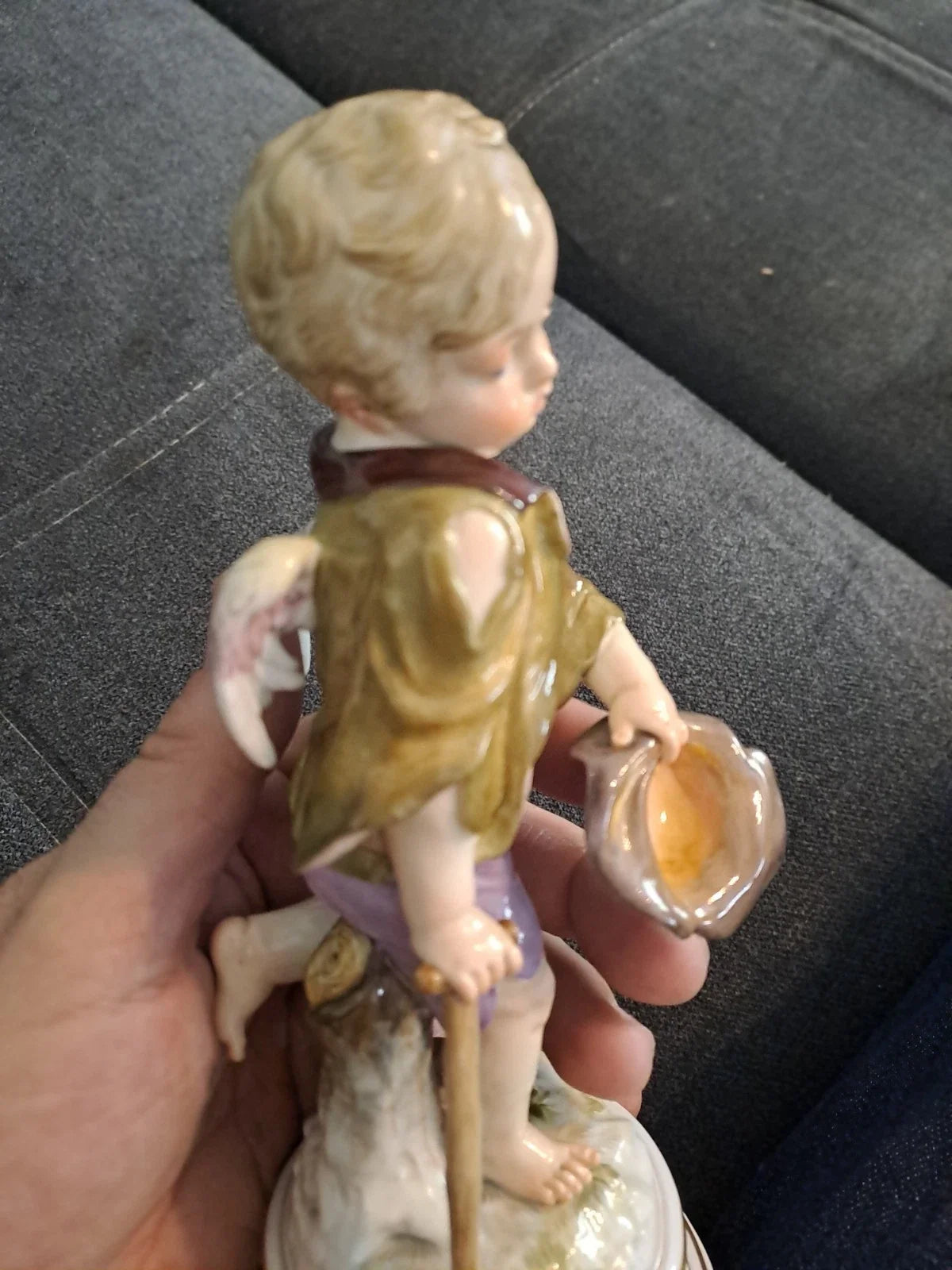 Ancien Sujet Sculpture Ange Statue Porcelaine Meissen Germany 18ème 19ème