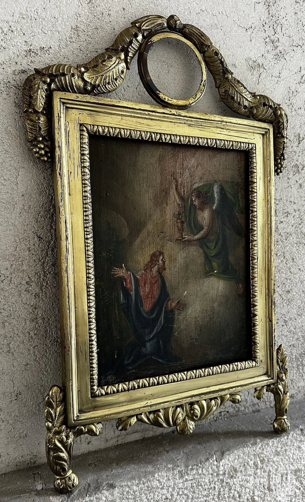 Tableau Ancien Agonie Jésus Christ Jardin des Oliviers Peinture Religieuse 18ème