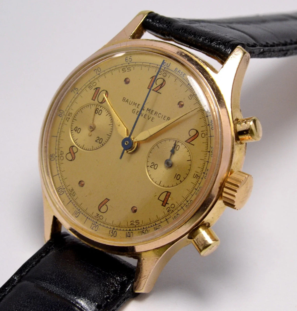 MONTRE CHRONOGRAPHE SUISSE BAUME & MERCIER GENEVE 1960 VINTAGE WATCH