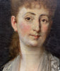 Tableau Ancien 19ème Portrait Femme Fleur Peinture Edouard Manet Impressionniste
