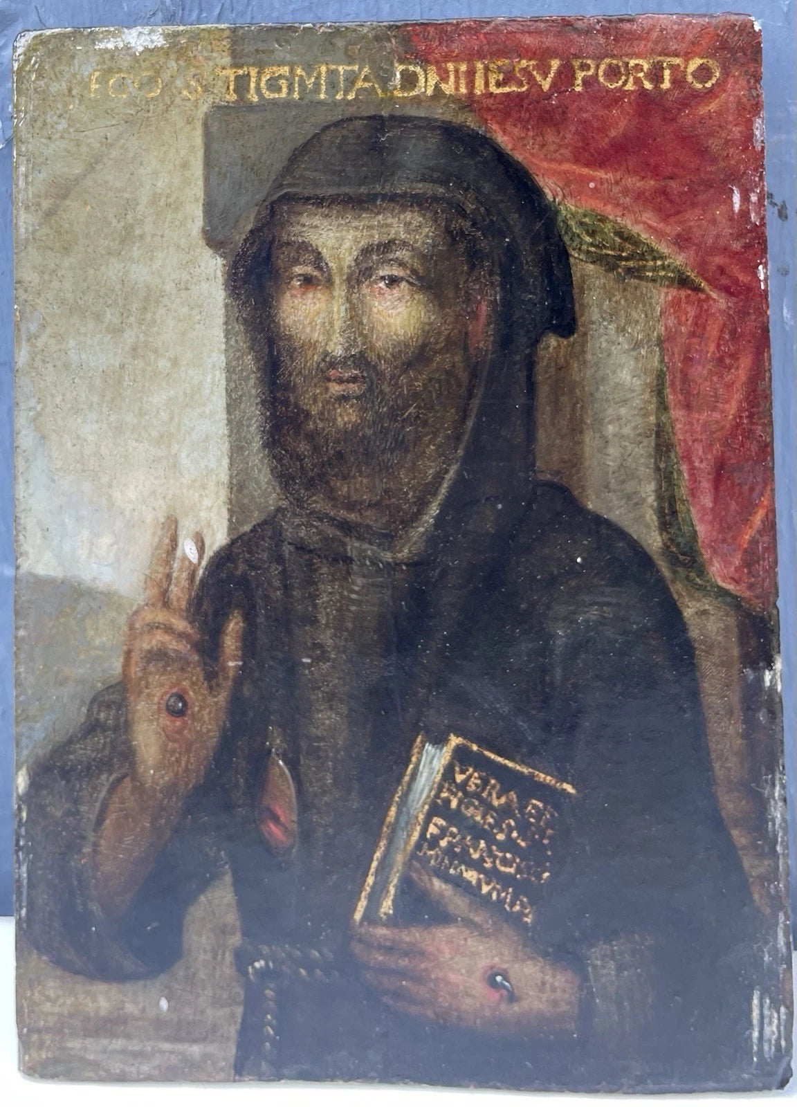 Tableau Religieux Ancien Huile Bois Portrait Saint Renaissance XVIe-XVIIe
