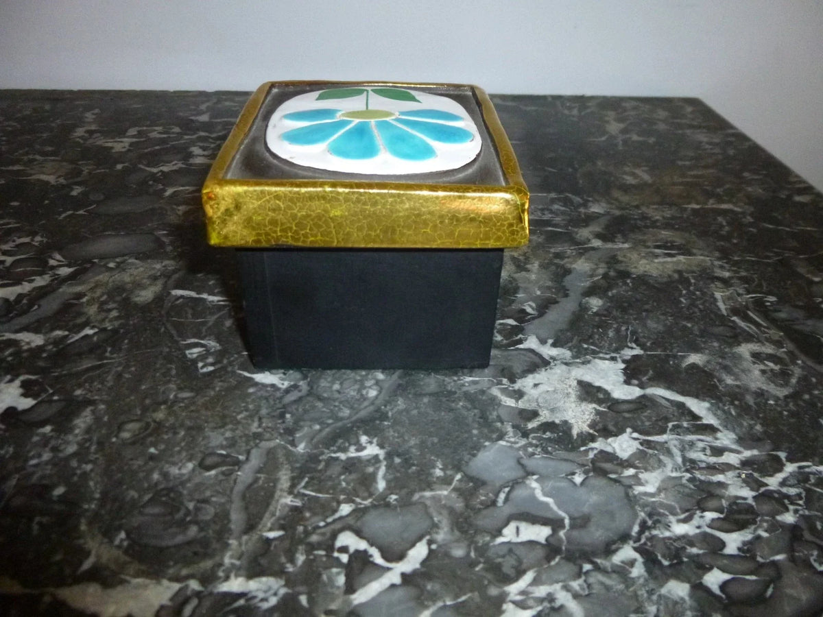 Belle boite coffret bijoux Céramique Emaillée Dorée Mithé Espelt 70 Era Lembo