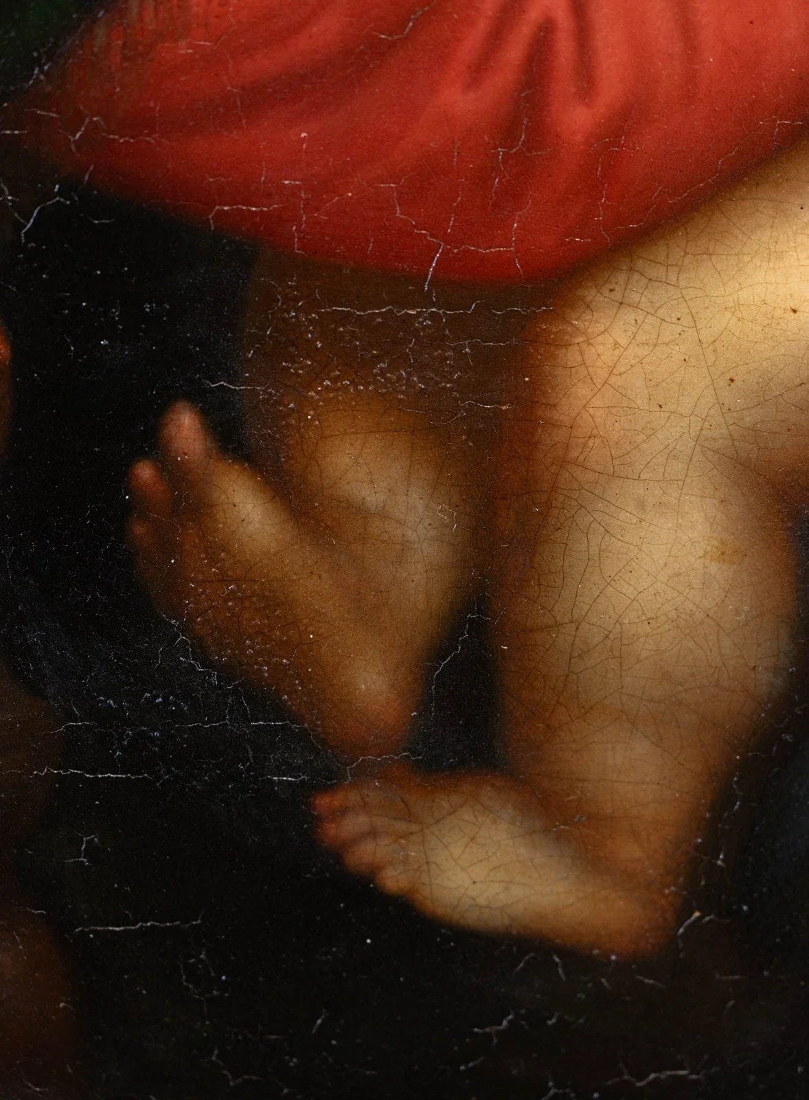 XIXème Huile Tondo sur cuivre d'après le vieux maître italien Raphaël  Cadre doré ancien