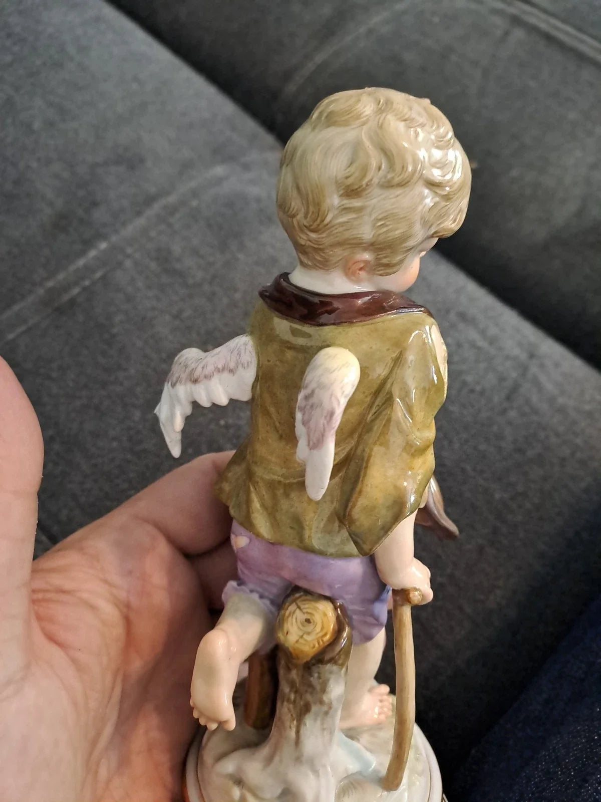 Ancien Sujet Sculpture Ange Statue Porcelaine Meissen Germany 18ème 19ème