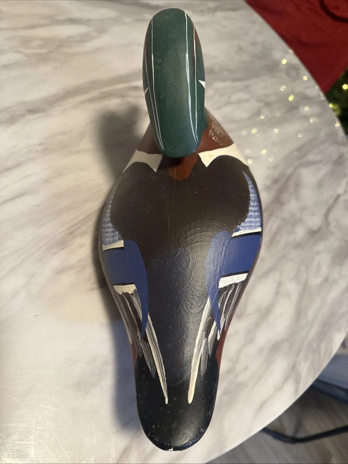 Canard mandarin en bois massif sculpté, leurre vintage du capitaine harry jobes