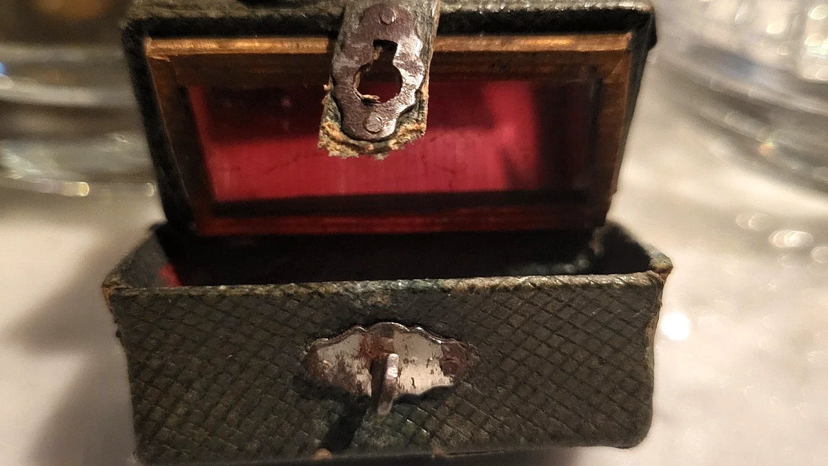 Rare et ancien sac de voyage en cuir de poupée Bleuette Jumeau Bru 1900 HT