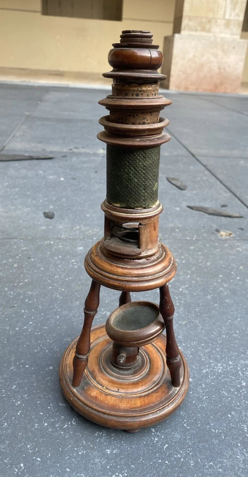 Ancien microscope en bois nuremberg époque xviiieme