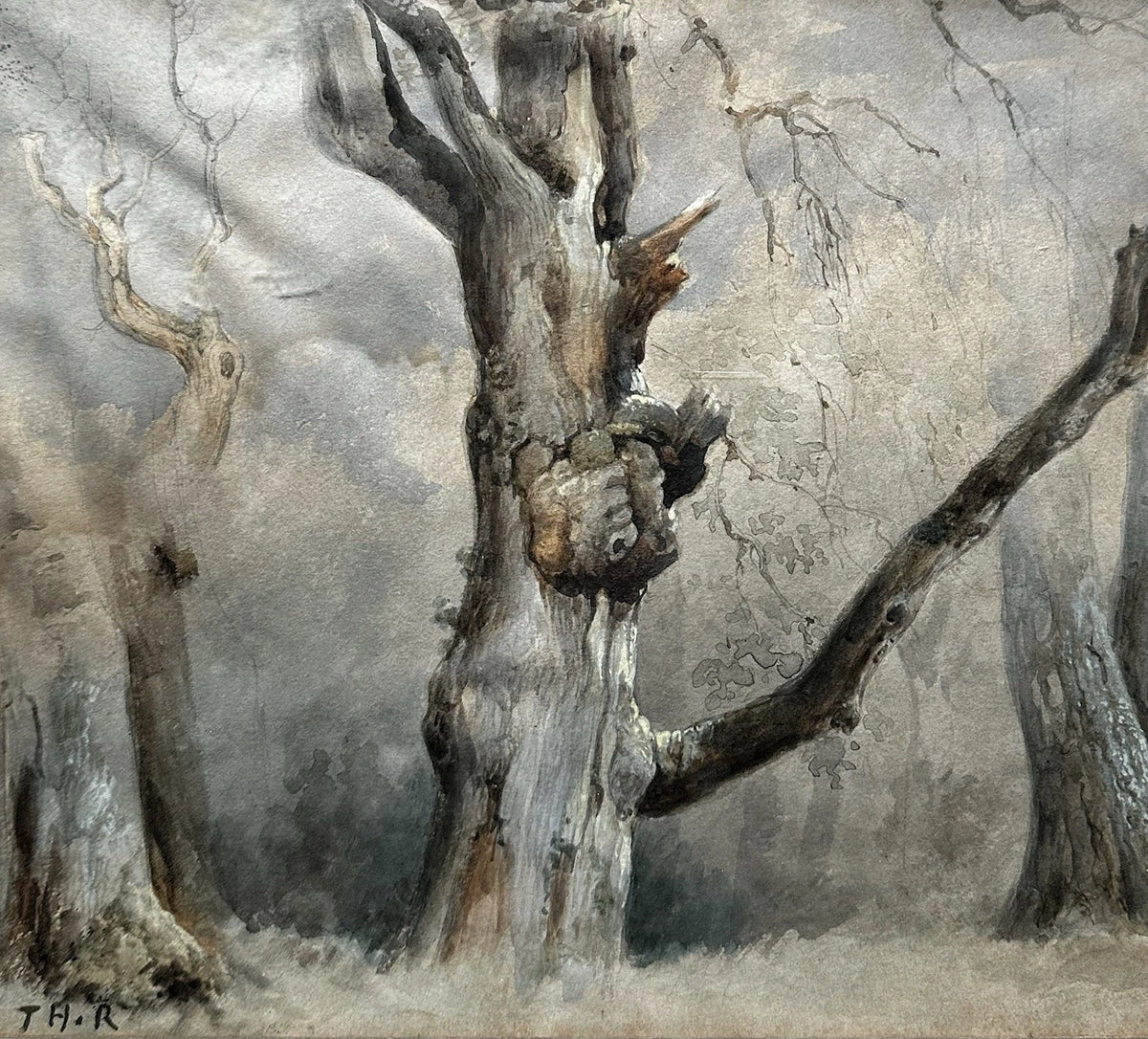 Dessin Ancien Paysage Arbres Barbizon Tableau 19ème Monogramme Théodore ROUSSEAU