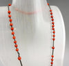 Ancien gros Chapelet en perles de corail facettées et argent massif poids 36 G