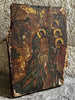 Ancienne Icône Religieuse Baptême Jésus Christ Peinture Tempera Doré Crête 17ème