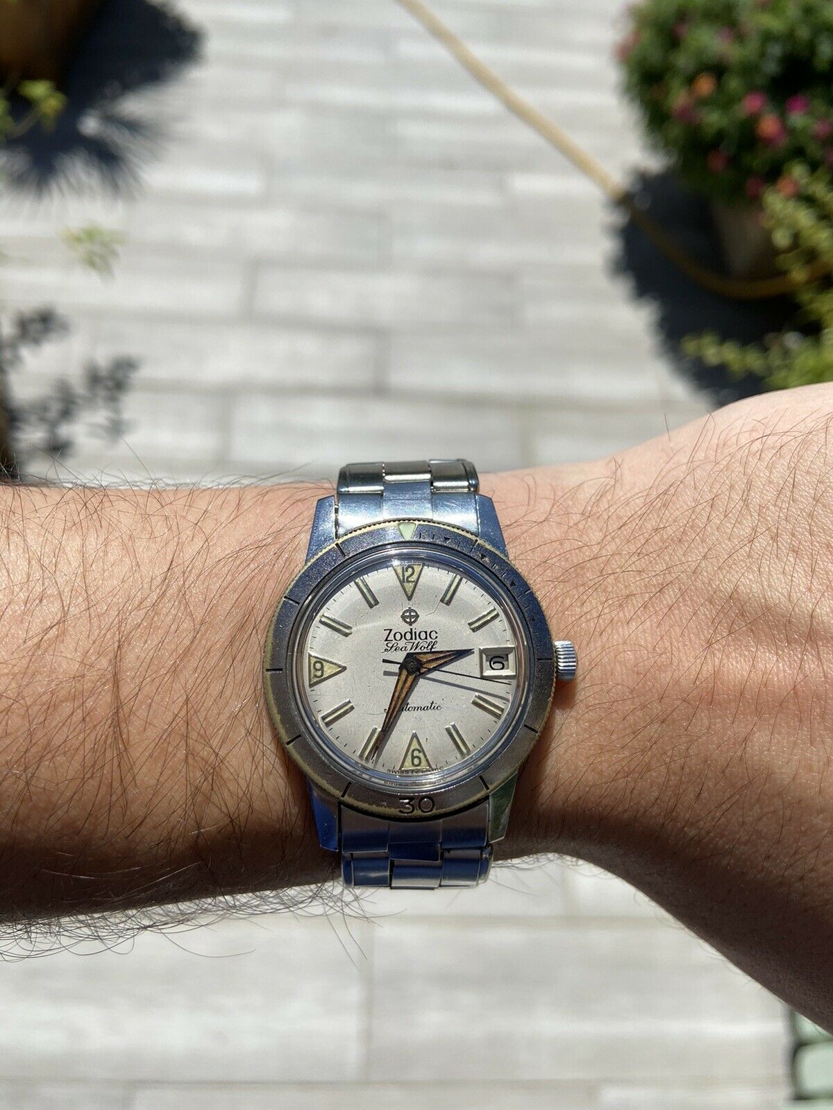 Zodiac Sea Wolf White Dial Original Bracelet And Box Automatic Mouvement AS70-72
