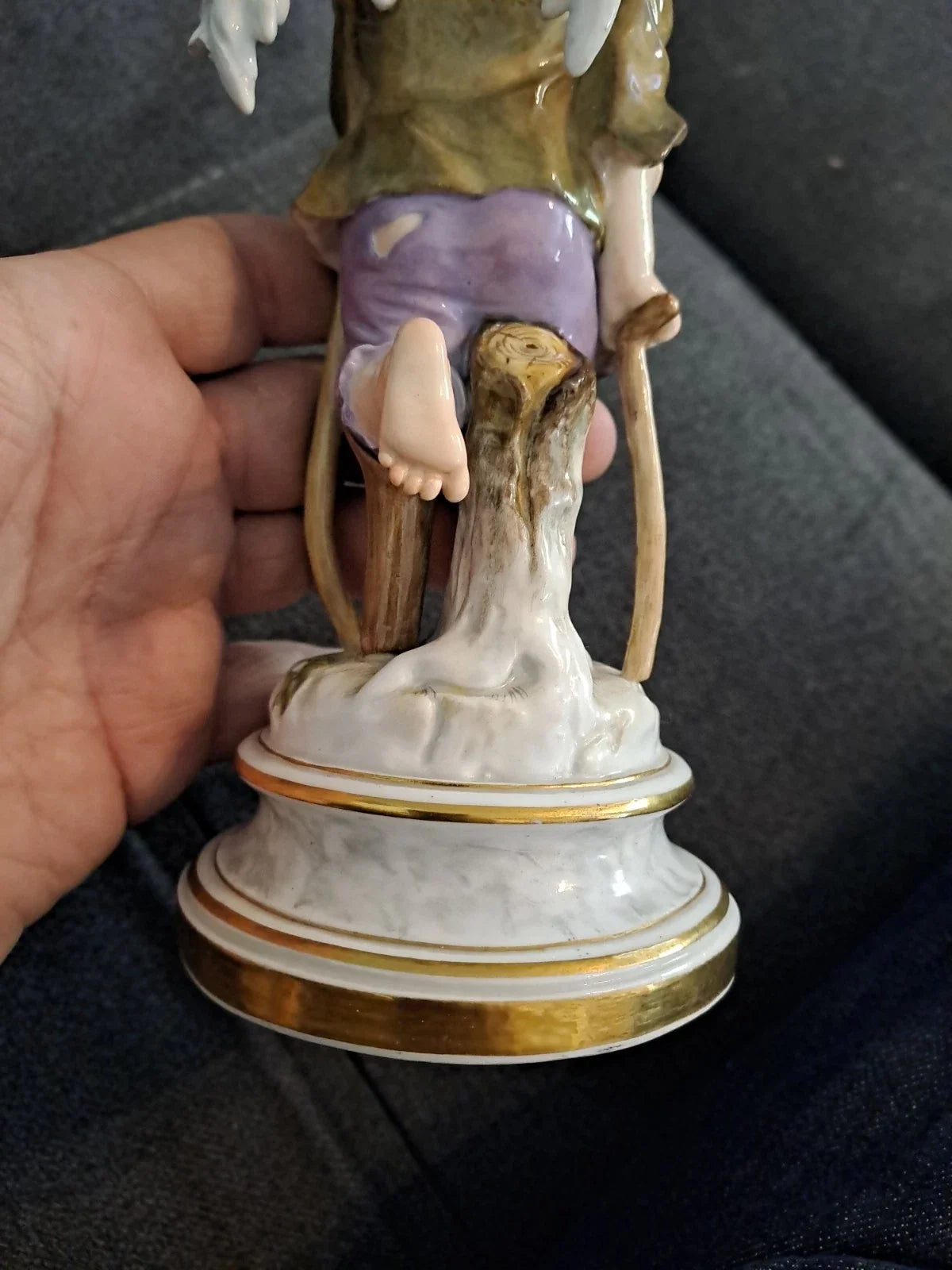 Ancien Sujet Sculpture Ange Statue Porcelaine Meissen Germany 18ème 19ème