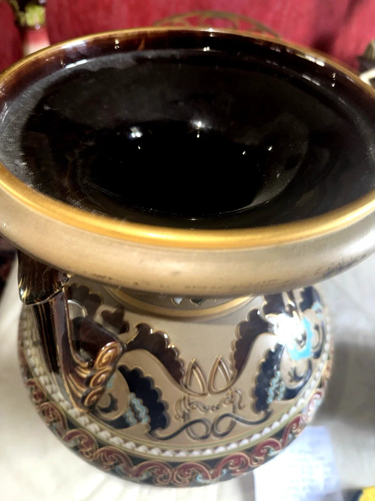 MAGNIFIQUE GRAND VASE EN GRES BYSANTIN SARREGUEMINES no 831