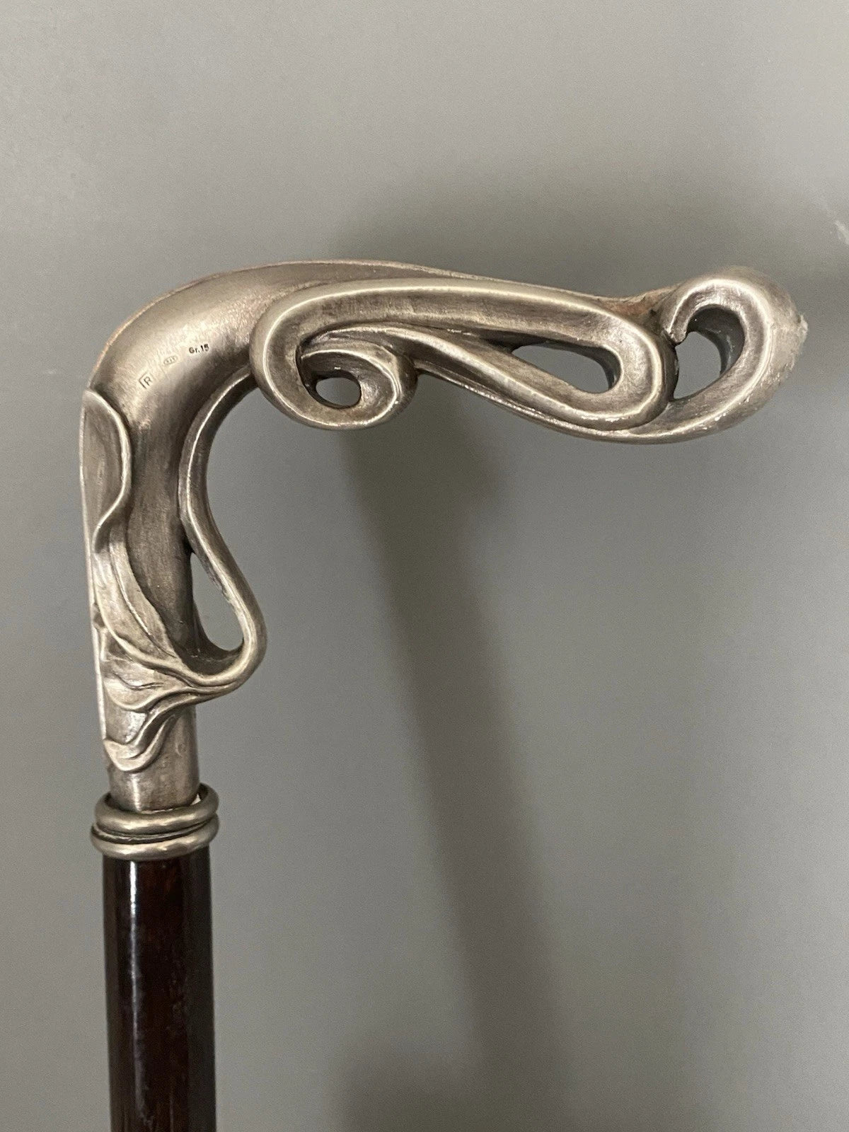 Lucien GAILLARD ancienne  canne pommeau en argent massif