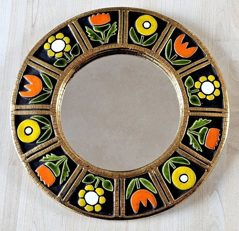 MIROIR  FLEURS  1967 MITHE ESPELT VALLAURIS TRES BON ETAT