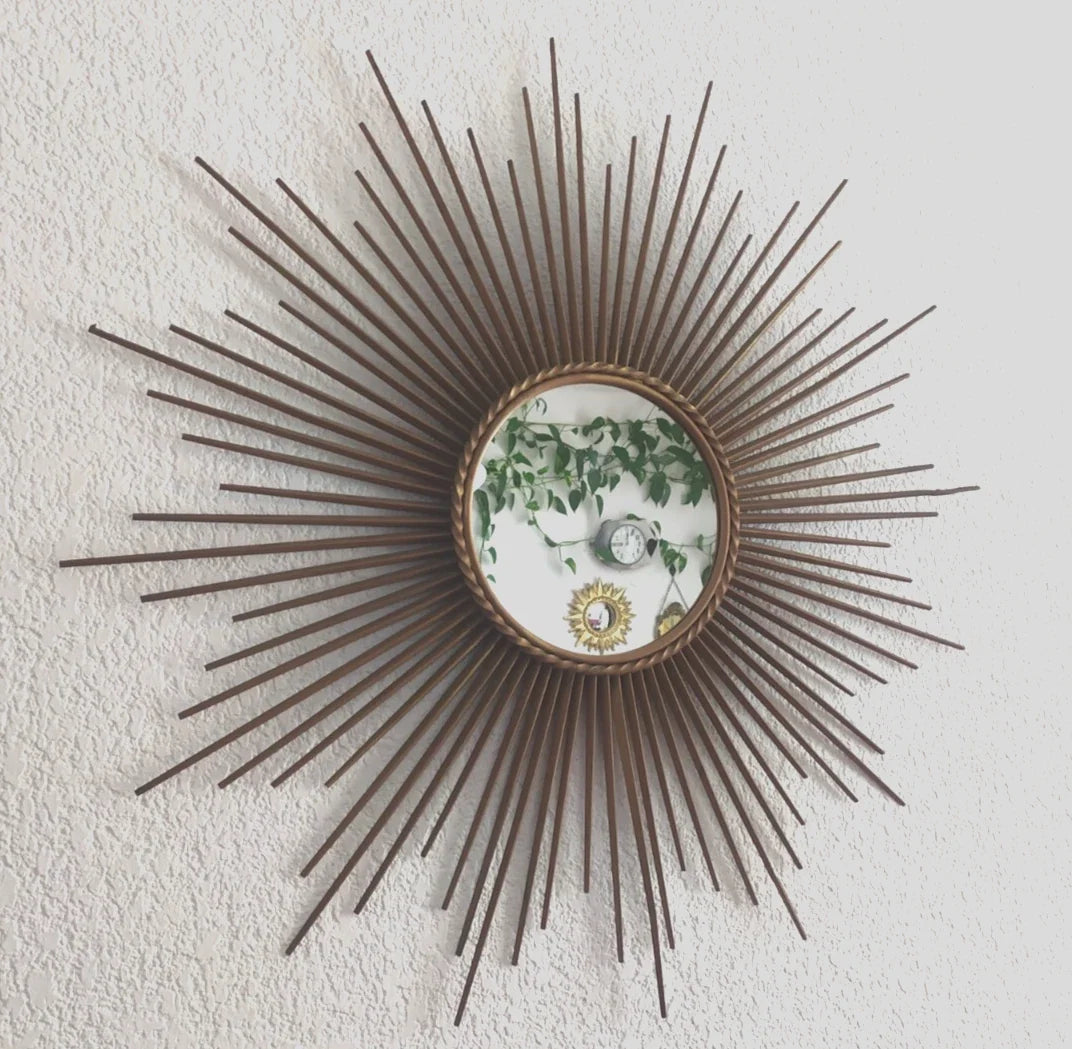 Chaty Vallauris Ancien miroir soleil SUNBURST MIRROR Design Vintage 1950-1960
