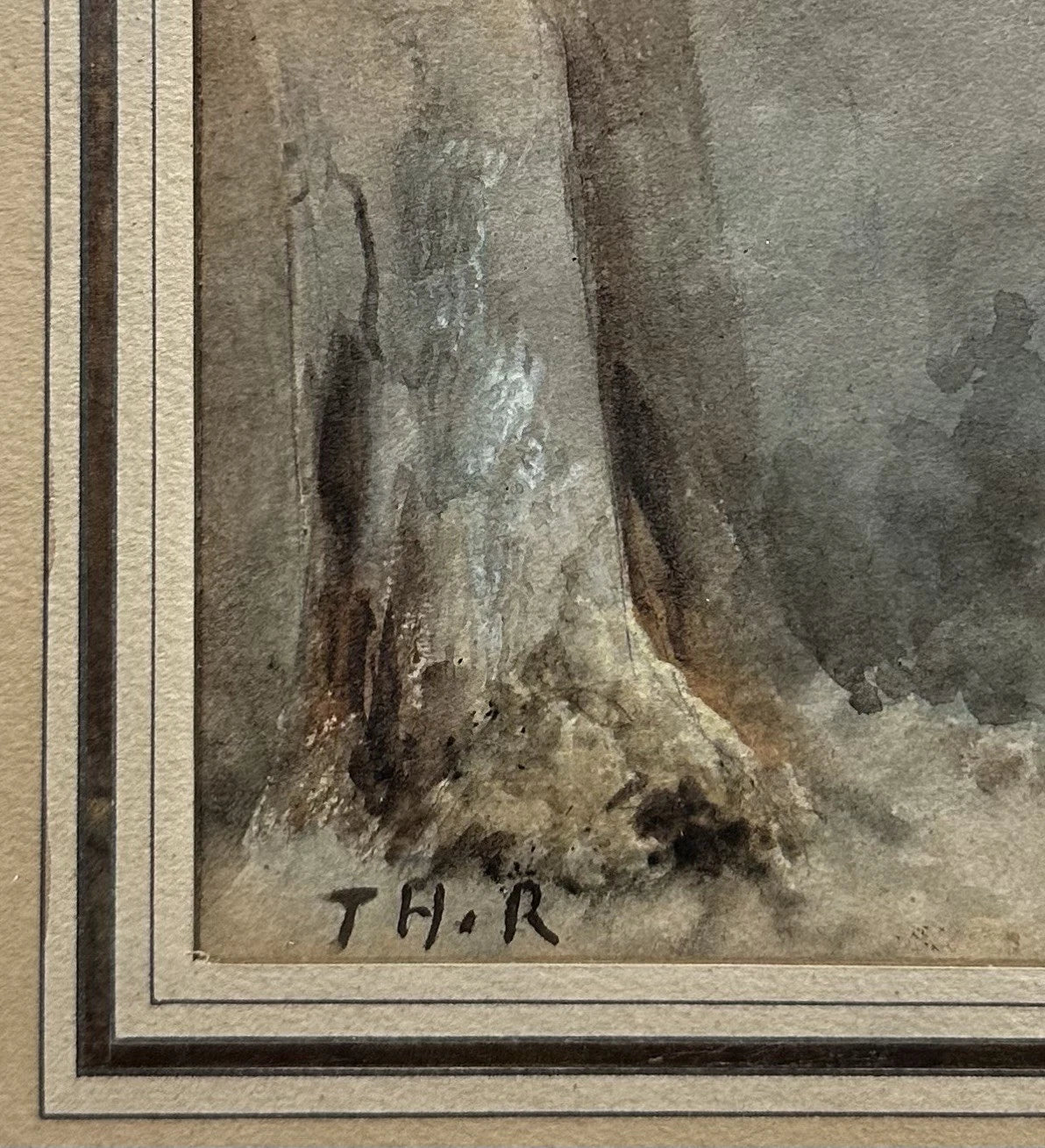 Dessin Ancien Paysage Arbres Barbizon Tableau 19ème Monogramme Théodore ROUSSEAU