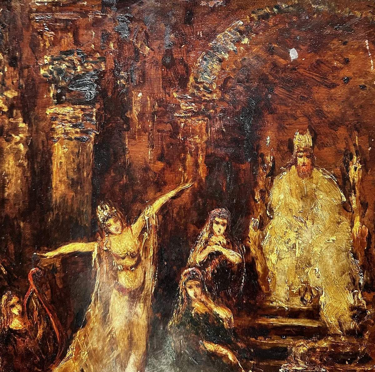 MONTICELLI Adolphe Tableau Ancien Scène Biblique Royale Princesse Peinture 19ème