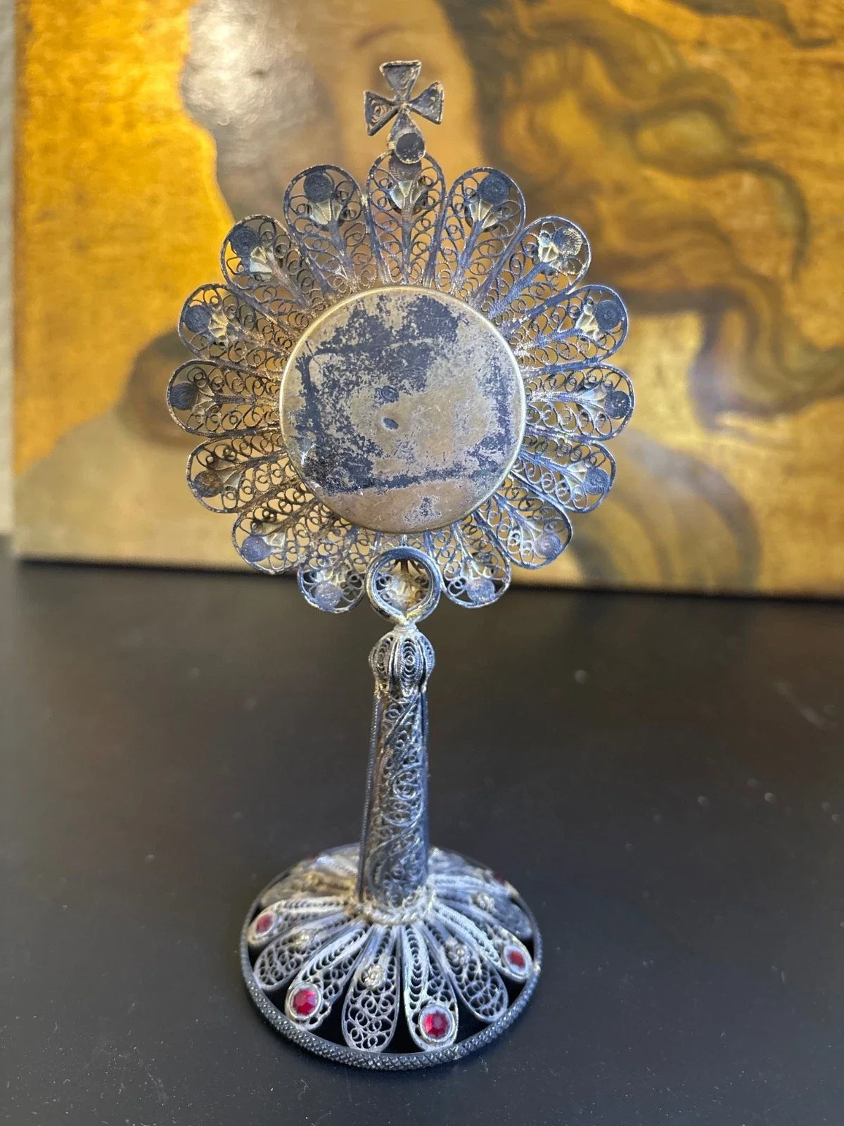 Rarissime monstrance reliquaire de Saint Jean Baptiste en forme d'ostensoir