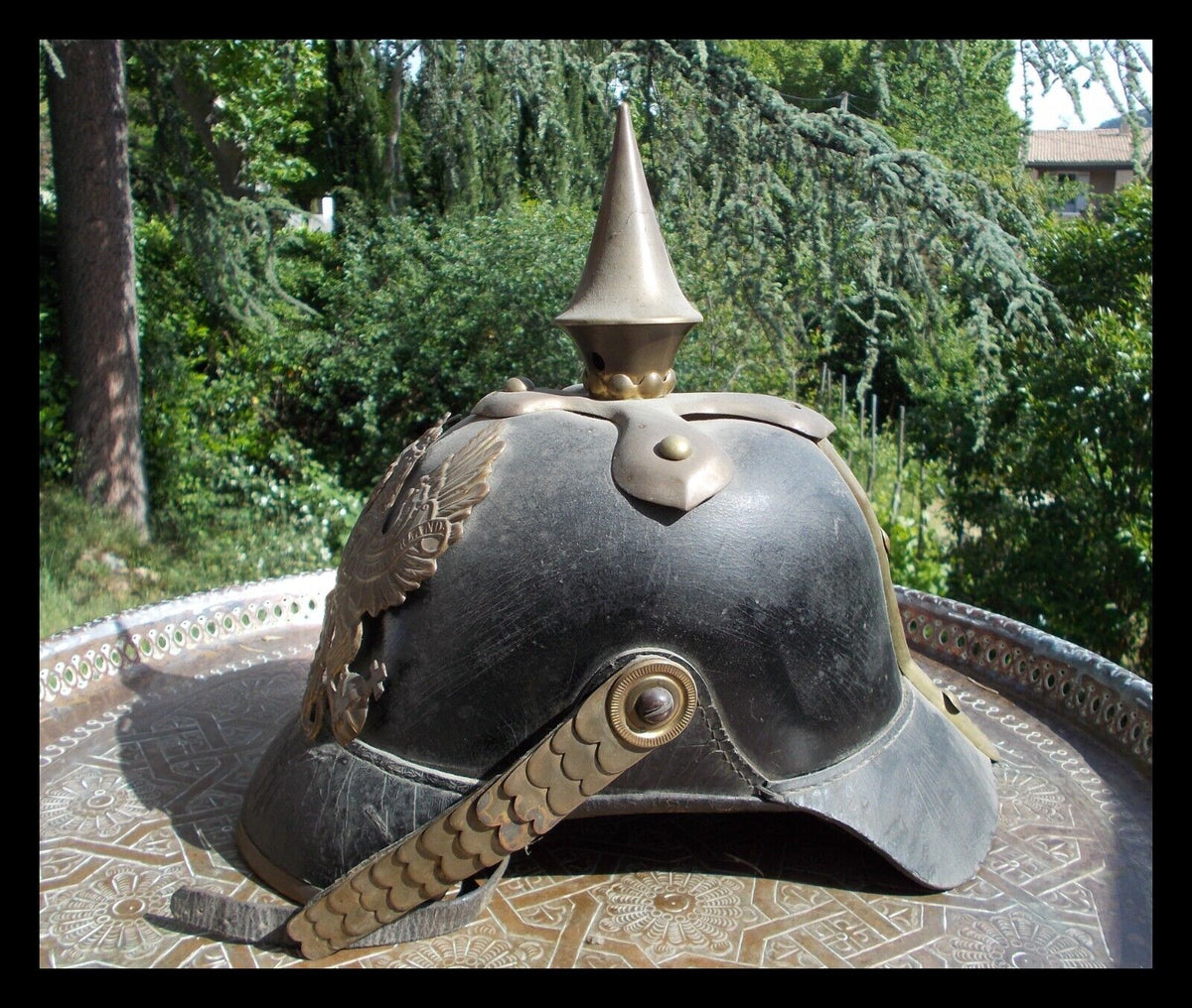 Ancien casque à pointe allemand marqué 1870 WW1 14-18