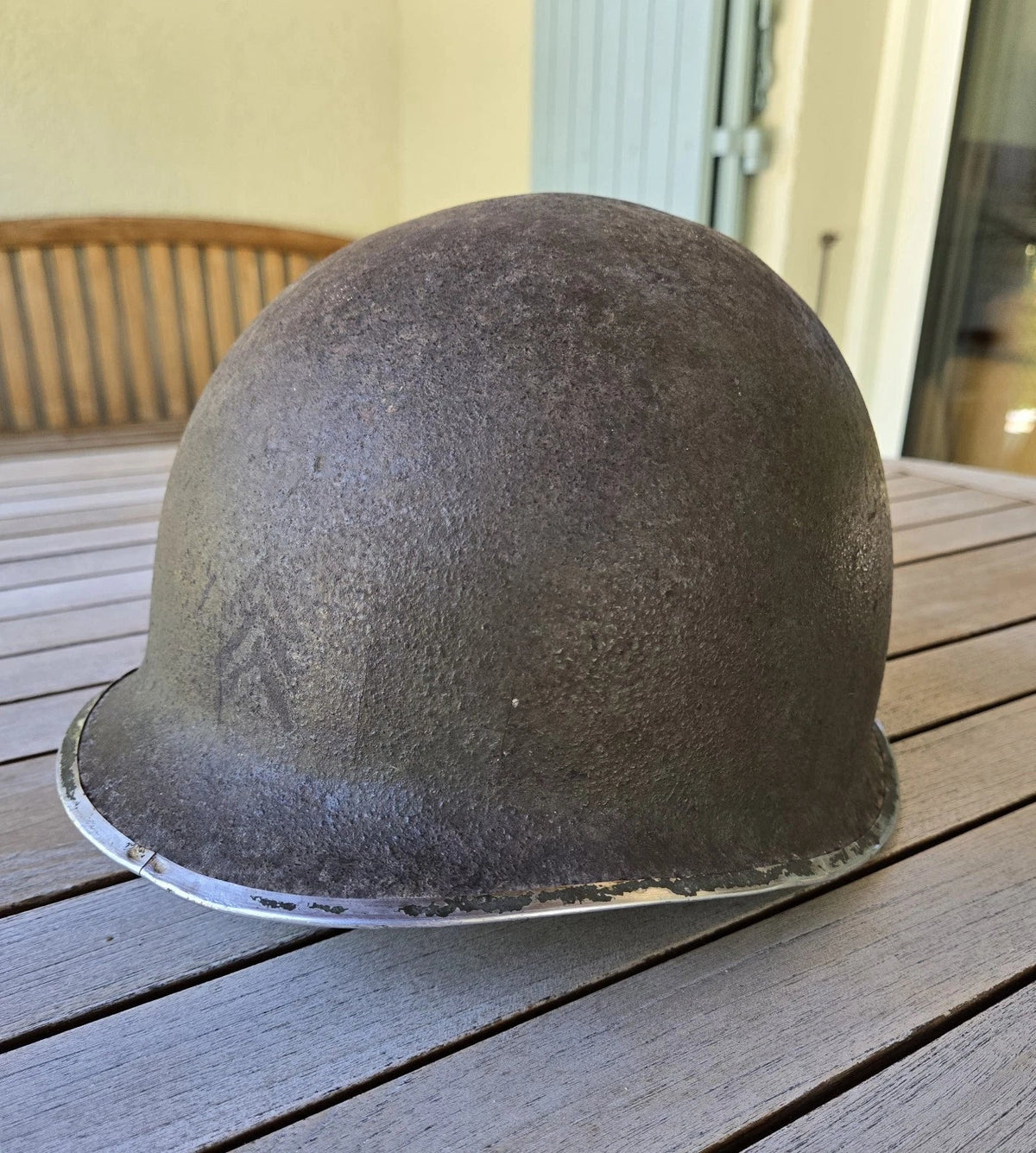 Casque US M1 ww2 de sergent à pattes fixes
