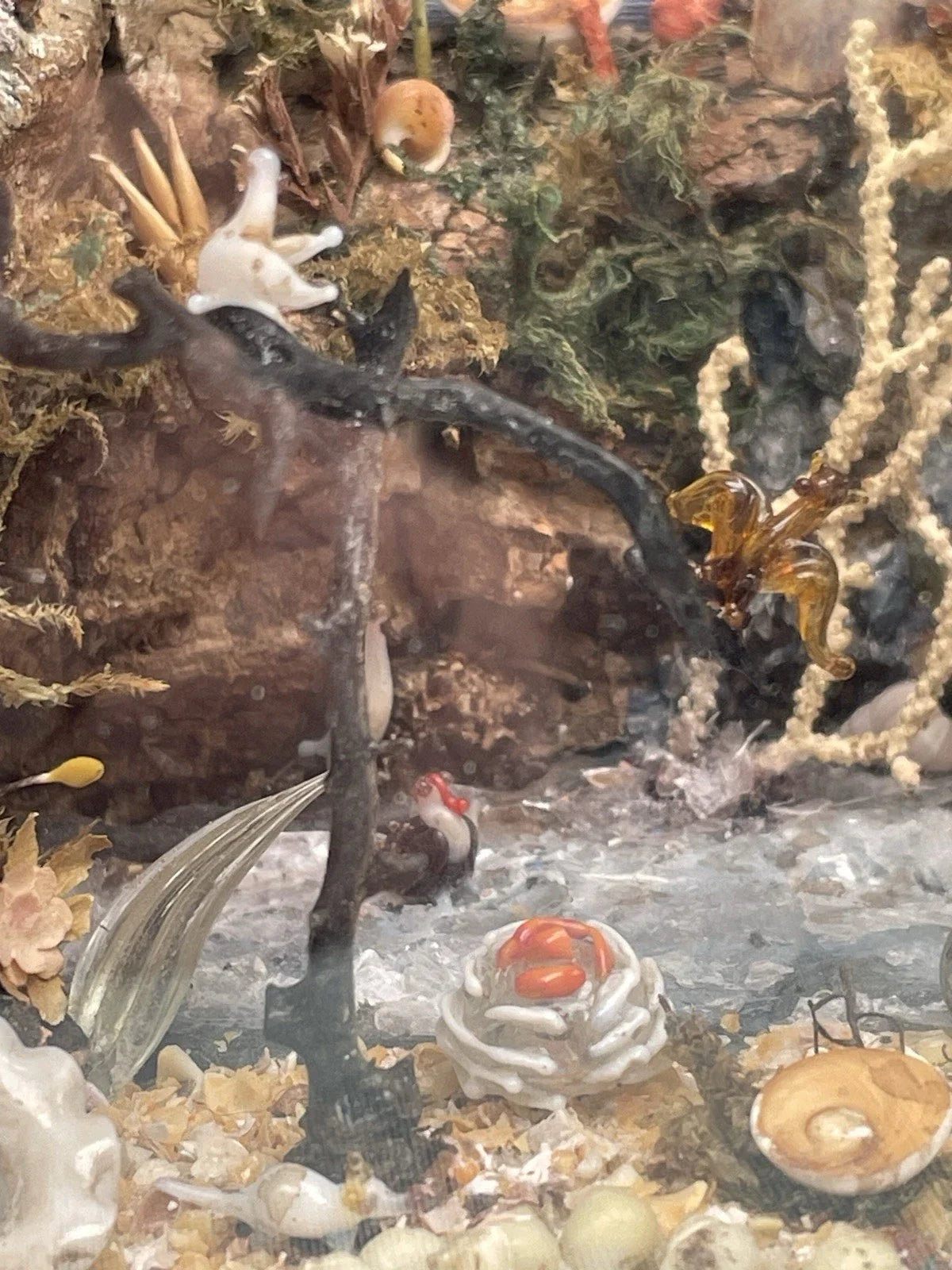 Diorama Verre filé Nevers 19è XIXè Art populaire Paysage Animaux Curiosité Rare