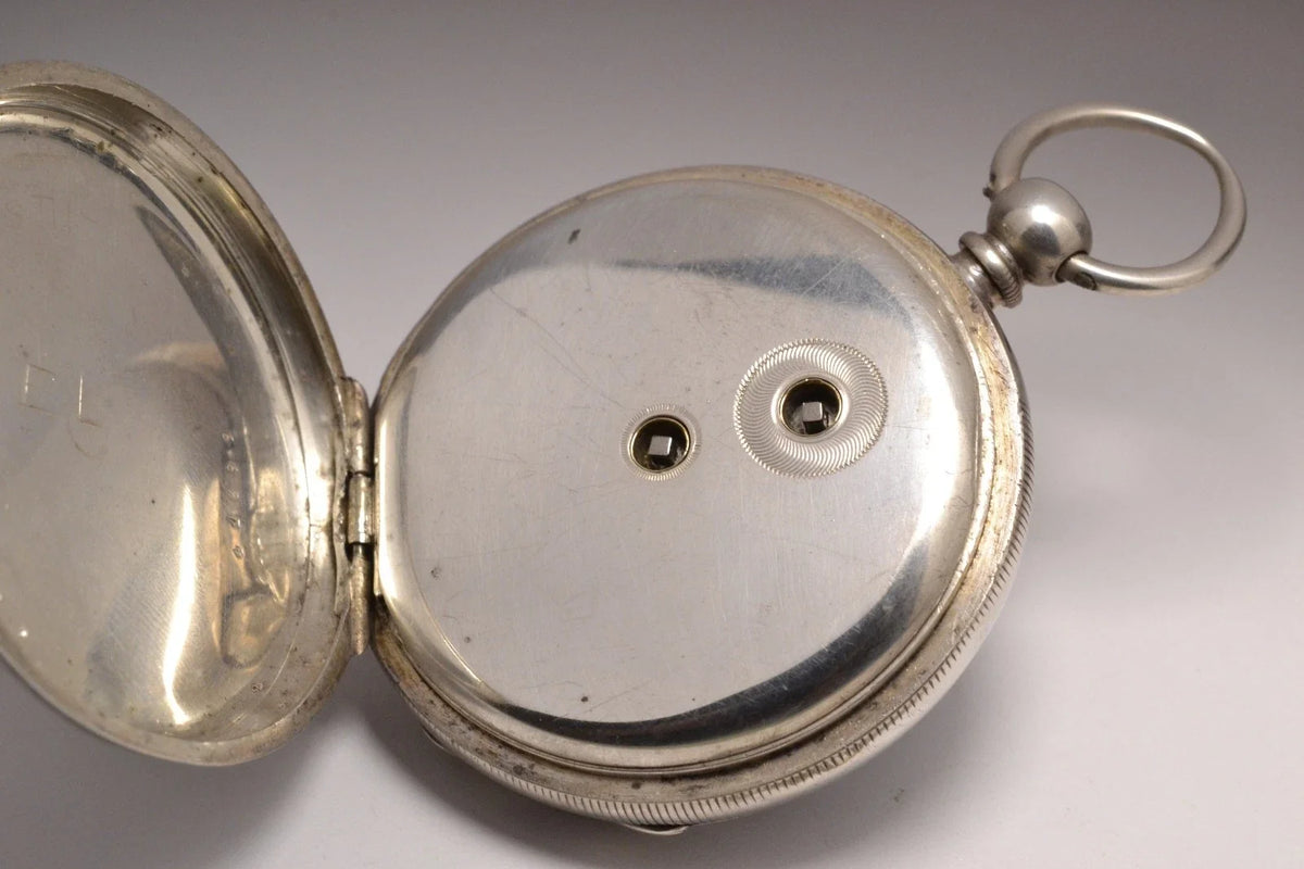 MONTRE GOUSSET ARGENT 3 AIGUILLES 12H ET 24H VINTAGE 1890 POCKET WATCH
