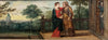Tableau Ancien Huile Scène Religieuse La Vierge en Visite Chez Anne Début XVIIe