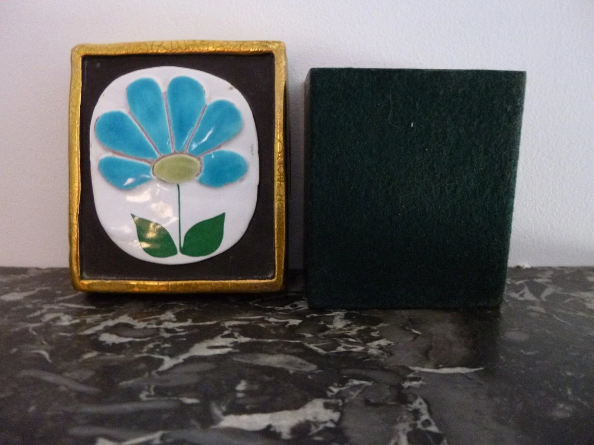 Belle boite coffret bijoux Céramique Emaillée Dorée Mithé Espelt 70 Era Lembo