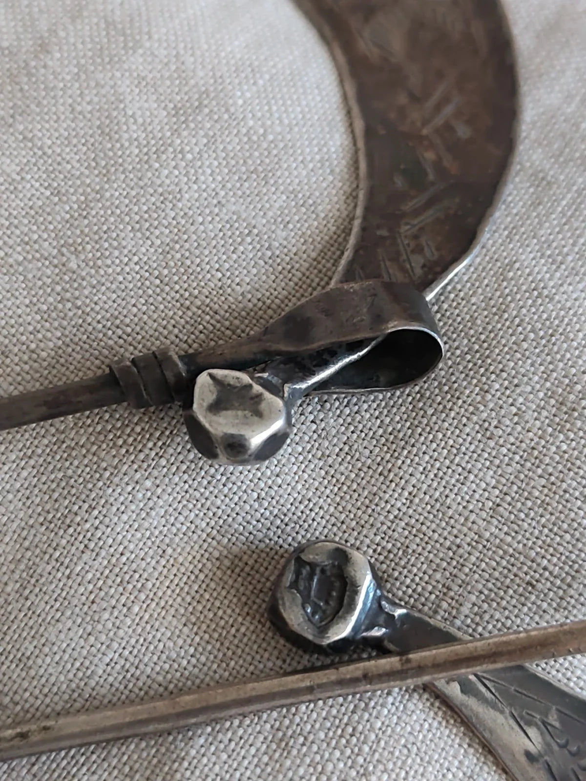 Ancienne paire de fibules berbère argent massif poinçons