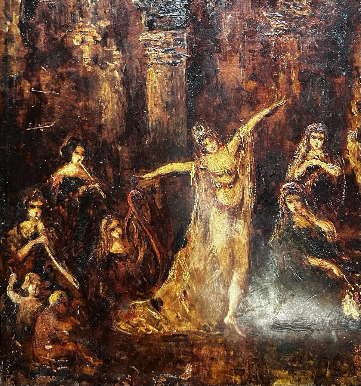 MONTICELLI Adolphe Tableau Ancien Scène Biblique Royale Princesse Peinture 19ème
