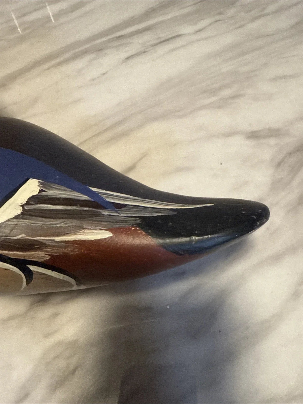 Canard mandarin en bois massif sculpté, leurre vintage du capitaine harry jobes