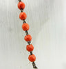 Ancien gros Chapelet en perles de corail facettées et argent massif poids 36 G