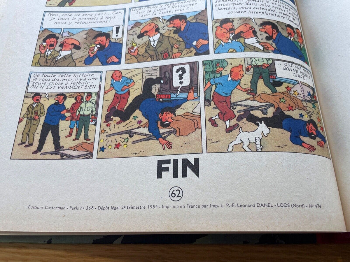 Tintin Hergé On a Marché sur la Lune EO Française 2ème trim 1954 Danel n°474 TOP