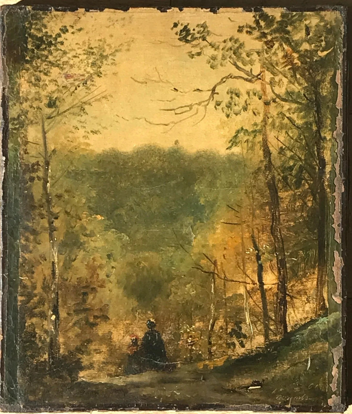 RARE HUILE CAMILLE COROT PAYSAGE ST CLOUD VILLE D AVRAY BARBIZON FONTAINEBLEAU