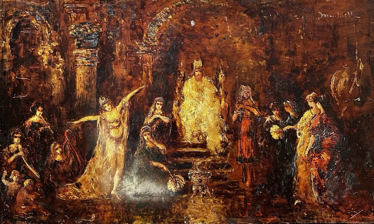 MONTICELLI Adolphe Tableau Ancien Scène Biblique Royale Princesse Peinture 19ème