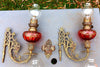 Magnifique paire de lampes , 2 x 2 toupies de piano a petrole tube verre émaillé